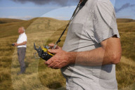Gliders in Lancashire: model aircraft enthusiasts.
Guardian photojournalist Christopher Thomond spent some time with model aircraft enthusiasts who were launching their slope-soaring gliders off the hillside at Nick of Pendle.