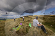 Gliders in Lancashire: model aircraft enthusiasts.
Guardian photojournalist Christopher Thomond spent some time with model aircraft enthusiasts who were launching their slope-soaring gliders off the hillside at Nick of Pendle.