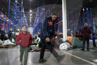 Migrants at Bruzgi Transport and Logistics Centre on Belarus-Poland border
