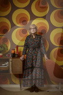 Polly Toynbee shot in 2021 as if in the 1970's.