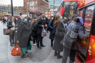 Commuters struggle for buses during RMT Tube Strike London.