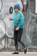 A makeup free Kristen Bell is all wrapped up for the LA winter as she heads to a healthy morning workout with a friend.