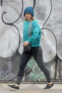 A makeup free Kristen Bell is all wrapped up for the LA winter as she heads to a healthy morning workout with a friend.