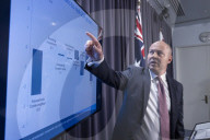 The Treasurer Josh Frydenberg at a press conference in the Blue Room of Parliament House