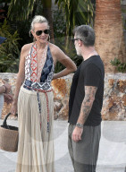 Laeticia Hallyday and Jalil Lespert seen leaving the Nikki Beach restaurant in St Barths