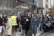 Queues around the block outside a central London Vaccine centre