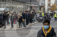 Queues around the block outside a central London Vaccine centre