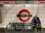 Empty tube trains in London as people begin working from home again to combat the omicron variant.
