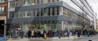 Queues around the block outside a central London Vaccine centre