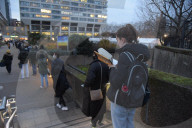 Queues before dawn at St Thomas's Hospital for the booster today.