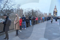 Queues before dawn at St Thomas's Hospital for the booster today.