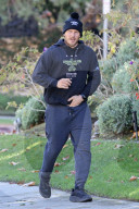 Chris Pratt is seen going for a run around his Los Angeles neighborhood. 