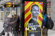Booster info signs Westminster 