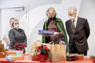 Philippe und Mathilde bei einer Weihnachtsaktion für die Flutopfer in Verviers