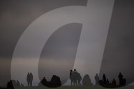 Winter solstice 2021 celebrations. Dawn at Castlerigg stone circle near Keswick, Cumbria.  Revellers in England and Ireland mark the shortest day of the year and official first day of winter.