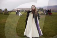 Winter solstice 2021 celebrations. Dawn at Castlerigg stone circle near Keswick, Cumbria.  Revellers in England and Ireland mark the shortest day of the year and official first day of winter.