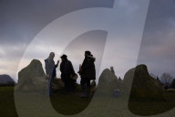 Winter solstice 2021 celebrations. Dawn at Castlerigg stone circle near Keswick, Cumbria.  Revellers in England and Ireland mark the shortest day of the year and official first day of winter.