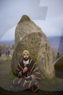 Winter solstice 2021 celebrations. Dawn at Castlerigg stone circle near Keswick, Cumbria.  Revellers in England and Ireland mark the shortest day of the year and official first day of winter.