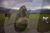 Winter solstice 2021 celebrations. Dawn at Castlerigg stone circle near Keswick, Cumbria.  Revellers in England and Ireland mark the shortest day of the year and official first day of winter.