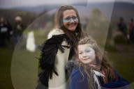 Winter solstice 2021 celebrations. Dawn at Castlerigg stone circle near Keswick, Cumbria.  Revellers in England and Ireland mark the shortest day of the year and official first day of winter.