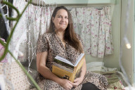 Journalist Katie Glass who has downsized to a caravan in Midsomer Norton,  Gloucestershire. 