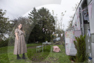 Journalist Katie Glass who has downsized to a caravan in Midsomer Norton,  Gloucestershire. 