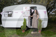 Journalist Katie Glass who has downsized to a caravan in Midsomer Norton,  Gloucestershire. 