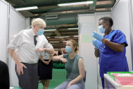Prime Minister Boris Johnson visits Guttmann Vaccination Centre