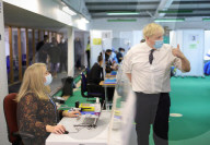 Prime Minister Boris Johnson visits Guttmann Vaccination Centre