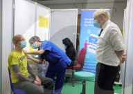 Prime Minister Boris Johnson visits Guttmann Vaccination Centre