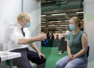 Prime Minister Boris Johnson visits Guttmann Vaccination Centre