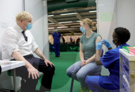 Prime Minister Boris Johnson visits Guttmann Vaccination Centre