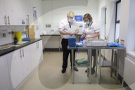 Prime Minister Boris Johnson visits Moulton Park Vaccine Centre