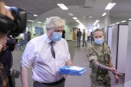 Prime Minister Boris Johnson visits Moulton Park Vaccine Centre