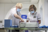 Prime Minister Boris Johnson visits Moulton Park Vaccine Centre