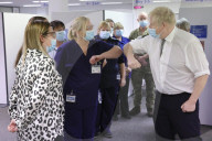 Prime Minister Boris Johnson visits Moulton Park Vaccine Centre