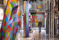 Selfridges unveil a major Victor Vasarely (French Op Art optical illusions pioneer) exhibition.