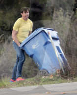 Jerry OÍConnell is seen taking out the trash bins near his home in Calabasas. 
