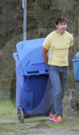 Jerry OÍConnell is seen taking out the trash bins near his home in Calabasas. 