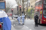 Arrest made after woman stabbed to death and man killed by car in London.