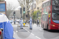 Arrest made after woman stabbed to death and man killed by car in London.