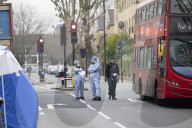 Arrest made after woman stabbed to death and man killed by car in London.