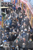 Commuters arriving at Waterloo Station