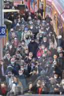 Commuters arriving at Waterloo Station