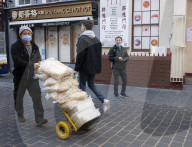 China Town receive their food deliveries ahead of the Chinese New Year celebrations, London.