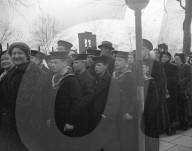 SEA CADETS QUEUE TO PAY HOMAGE TO THEIR SOVEREIGN 13-2-52
 PHOTO SHOWS:- Waiting their turn to file past King George VI, who is lying in state in the Great Hall of Westminster London, were these sea cadets. The queue to pay homage now stretches for miles