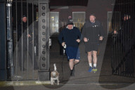 Boris Johnson jogging today in St James Park with Dilyn.