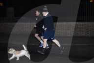 Boris Johnson jogging today in St James Park with Dilyn.