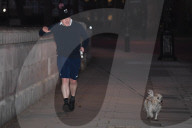 Boris Johnson jogging today in St James Park with Dilyn.