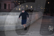 Boris Johnson jogging today in St James Park with Dilyn.